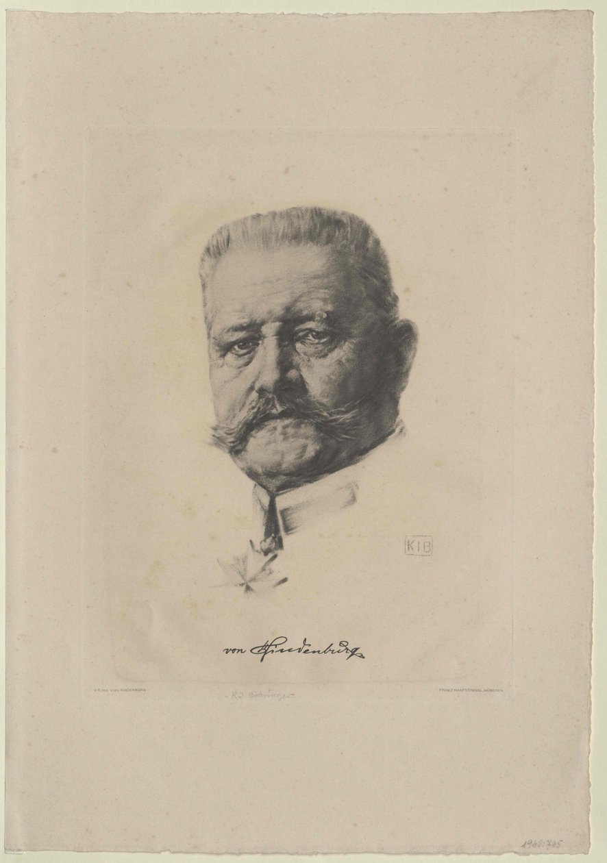 Paul von Beneckendorff Hindenburg da Artist Unknown