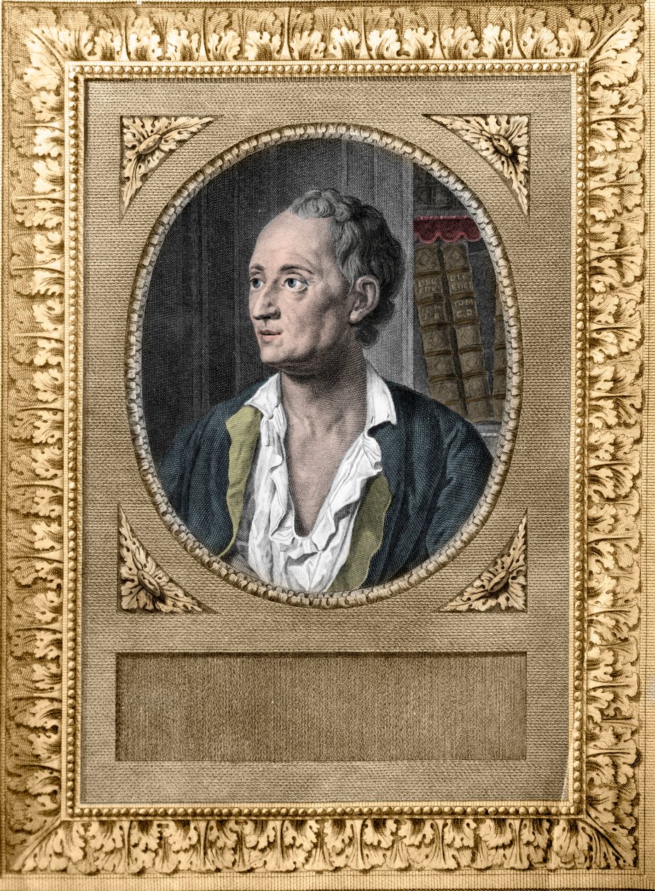 Ritratto di Denis Diderot (1713-84) - Ritratto di Denis Diderot (1713-1784), scrittore e filosofo francese, alle spalle i due volumi dell