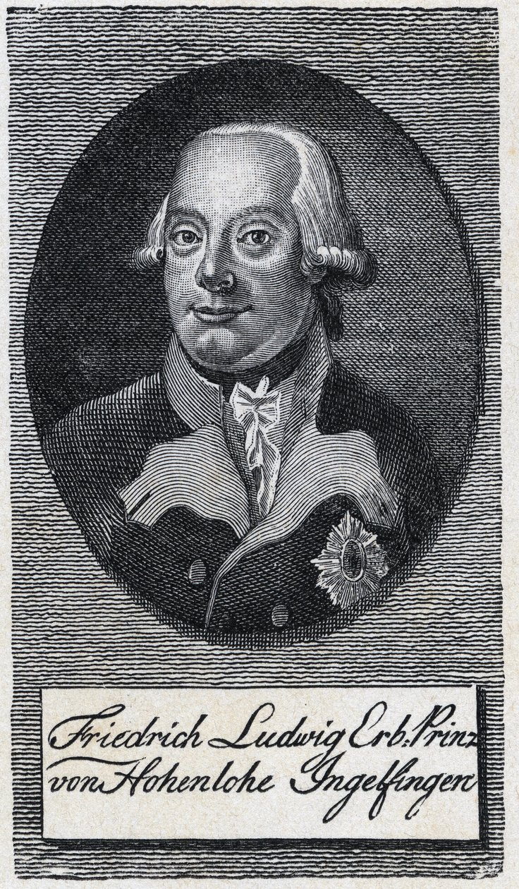Ritratto di Frederic-Louis di Hohenlohe-Ingelfingen da Artist Unknown