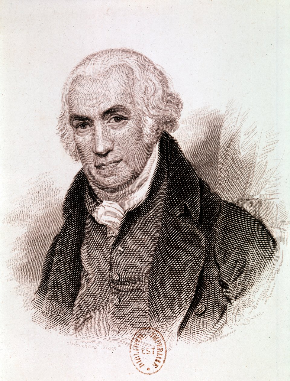 Ritratto di James Watt, inventore, ingegnere meccanico e chimico scozzese (incisione) da Artist Unknown
