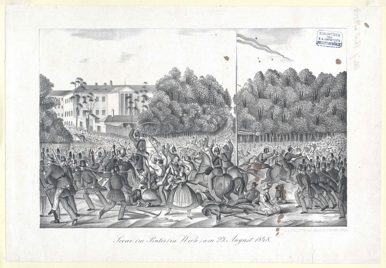 Scena nel Prater (a Vienna) il 23 agosto 1848 da Artist Unknown