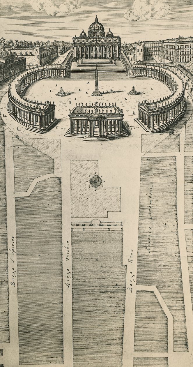 Piazza San Pietro a Roma, incisione, Italia da Artist Unknown