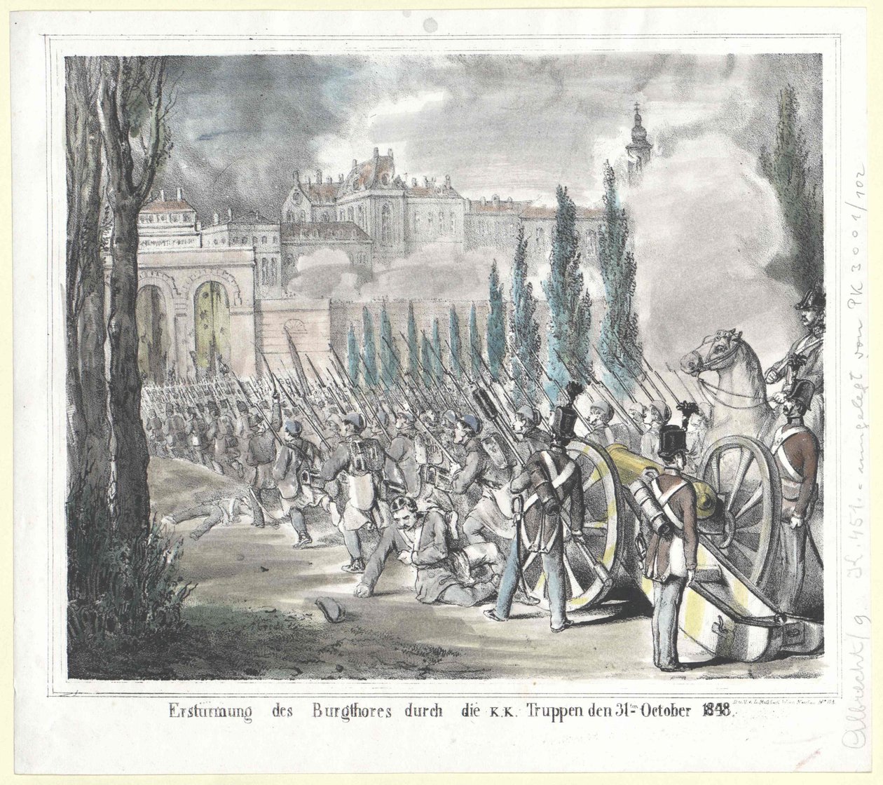 Assalto alla porta del castello da parte delle truppe k. k. il 31 ottobre 1848 da Artist Unknown