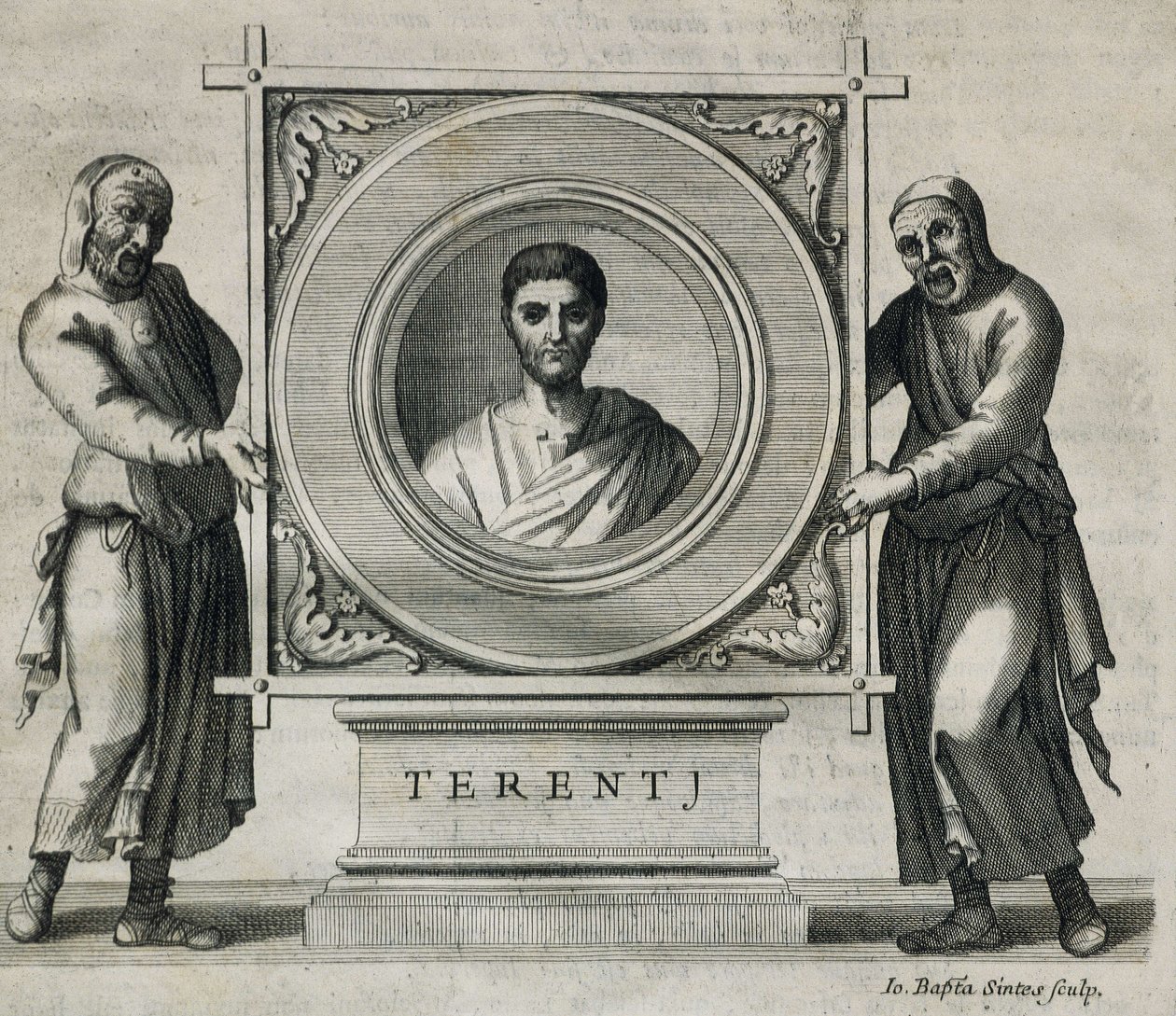 Publio Terenzio Afro (190-154 a.C.). Drammaturgo durante la Repubblica Romana. Incisione. 1736. Incisione da Artist Unknown