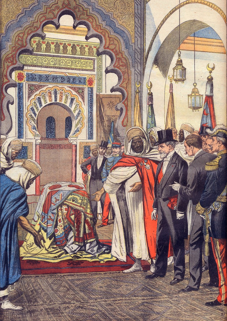 Il Presidente della Repubblica francese, Emile Loubet, in visita alla Moschea di Sidi Bou Medine, Tlemcen, Algeria da Artist Unknown