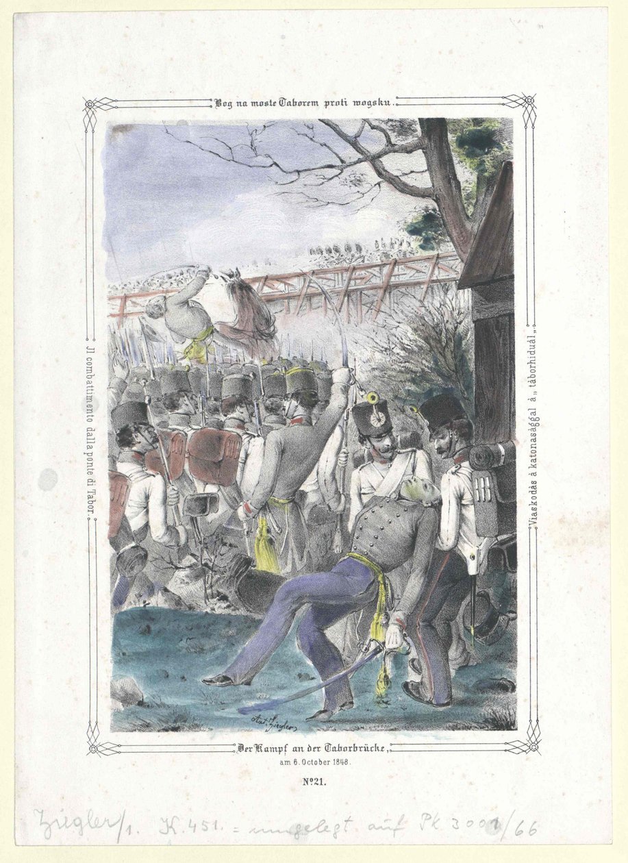 Il combattimento al ponte di Tabor da Artist Unknown