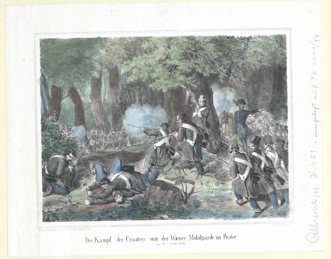 Il combattimento dei croati con la guardia mobile viennese nel Prater il 28 ottobre 1848 da Artist Unknown