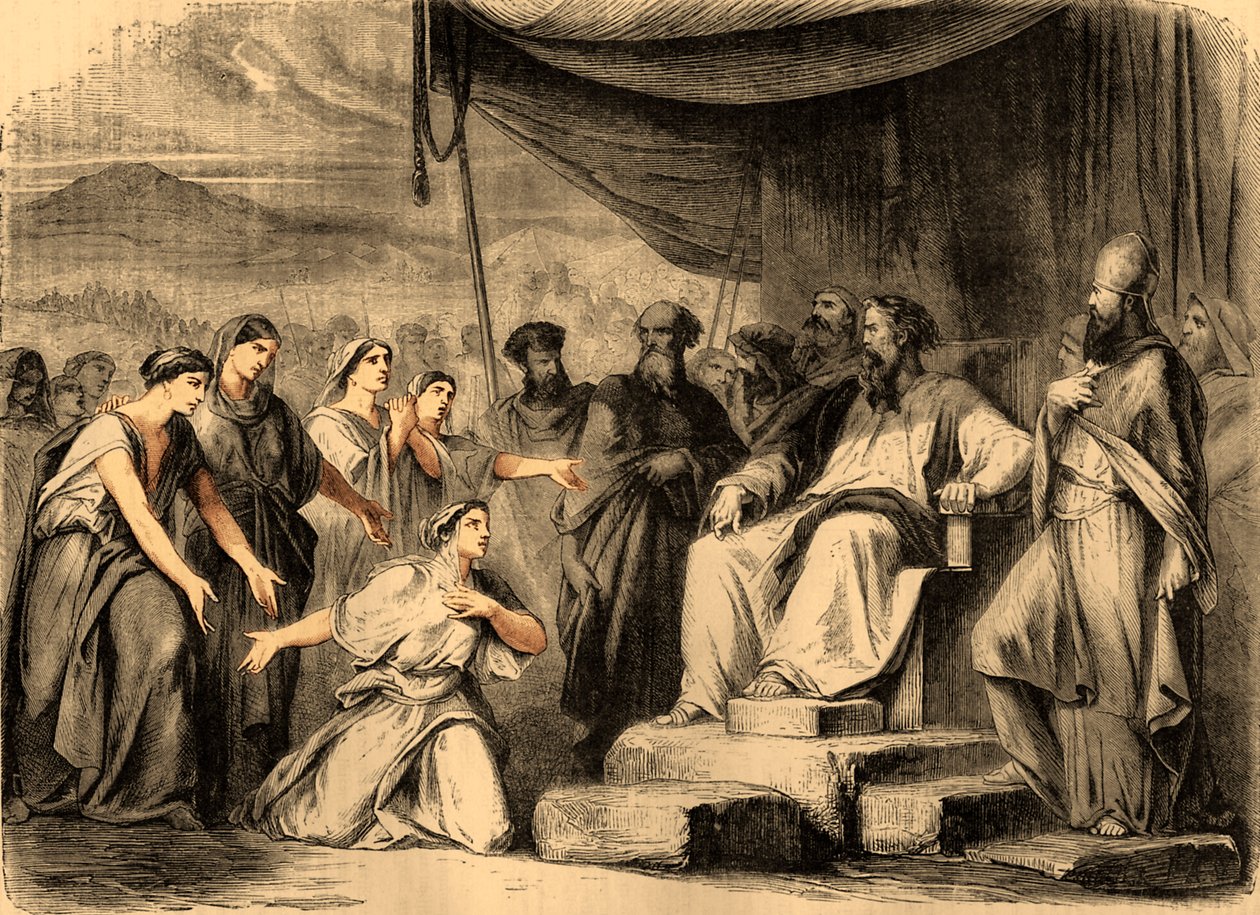 Le figlie di Zelophehad davanti a Mosè (stampa) da Artist Unknown