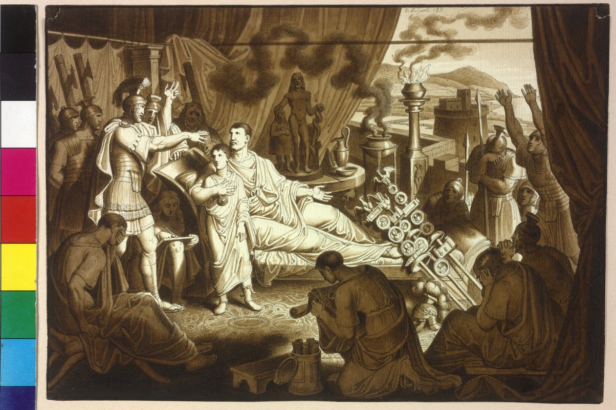 La donna morente imperatore Marco Aurelio consiglia Pertinace suo figlio Commodo da Artist Unknown