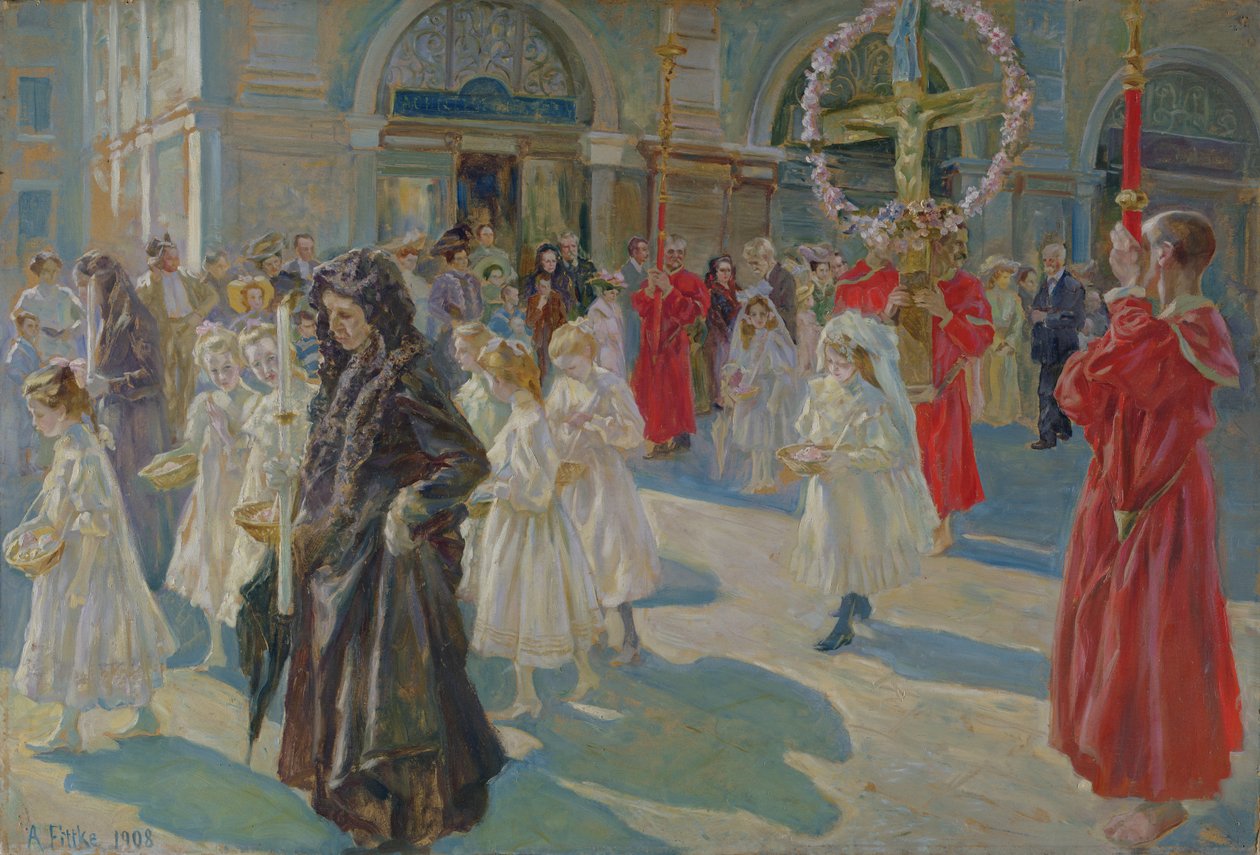Processione del Corpus Domini in Piazza Grande a Trieste da Arturo Fittke