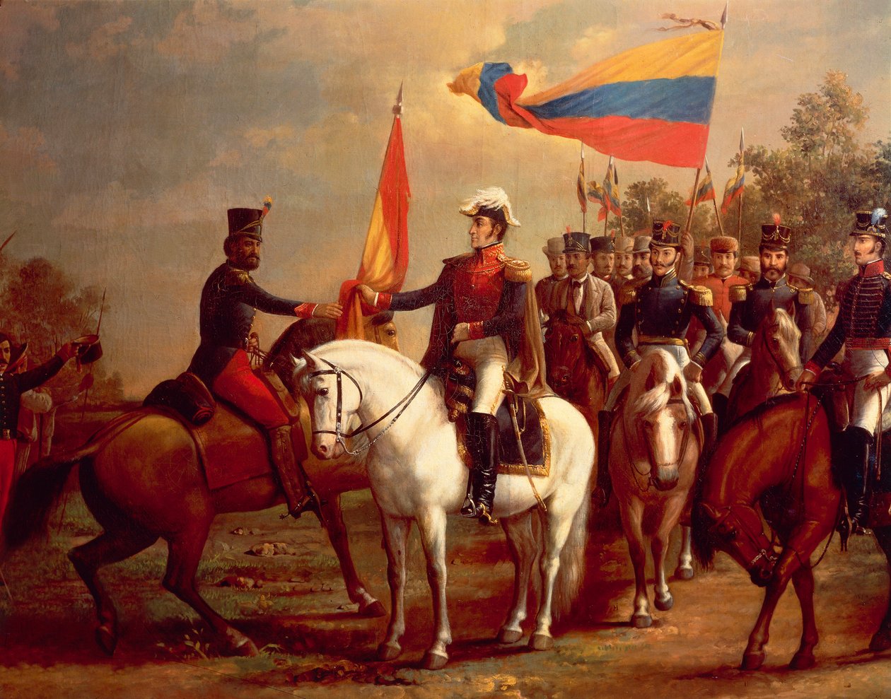 Simon Bolivar onora la bandiera dopo la battaglia di Carabobo, 24 giugno da Arturo Michelena