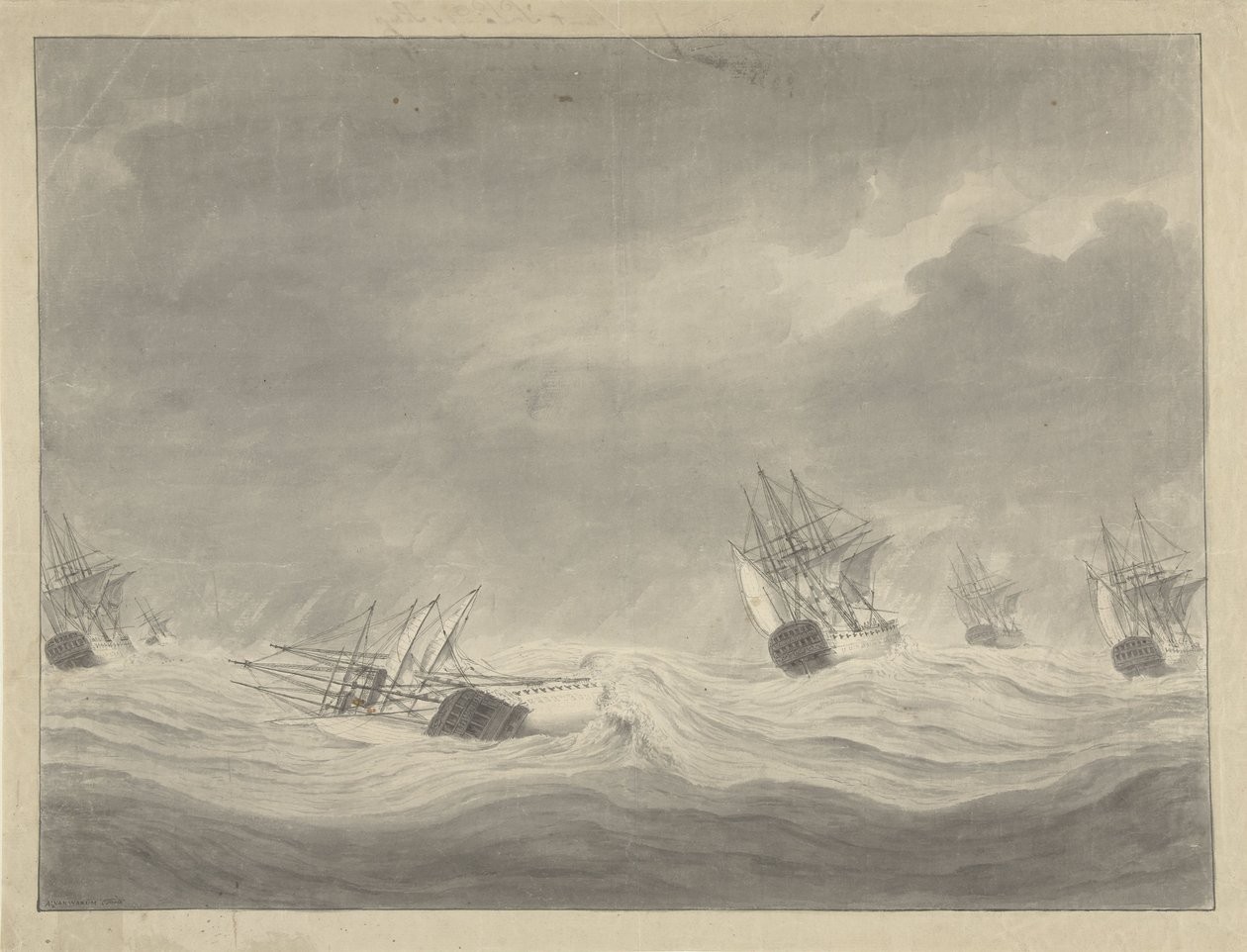 Il naufragio della nave De Unie sotto il capitano Conte di Welderen nel Mare del Nord, 19 ottobre 1782 da Ary van Wanum
