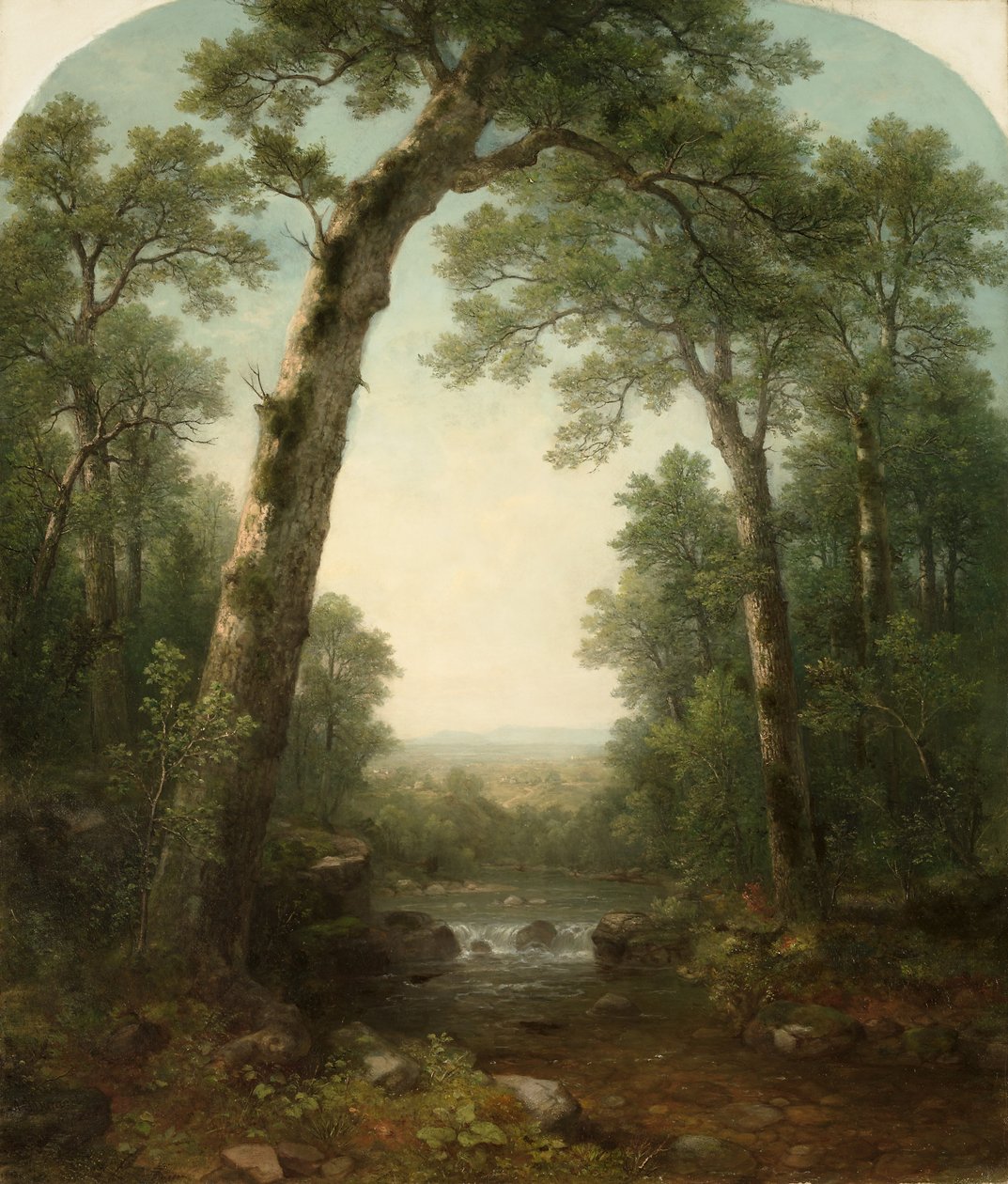 Ruscello nella foresta con vista, 1872 da Asher Brown Durand