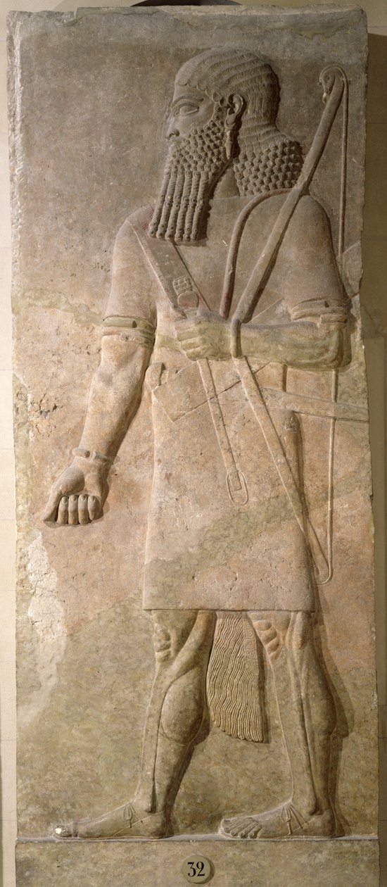 Rilievo di un guerriero assiro, dal Palazzo di Sargon II a Khorsabad, Iraq da Assyrian