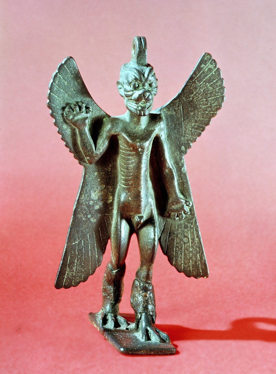 Statuetta di Pazuzu, un demone del vento assiro da Assyrian