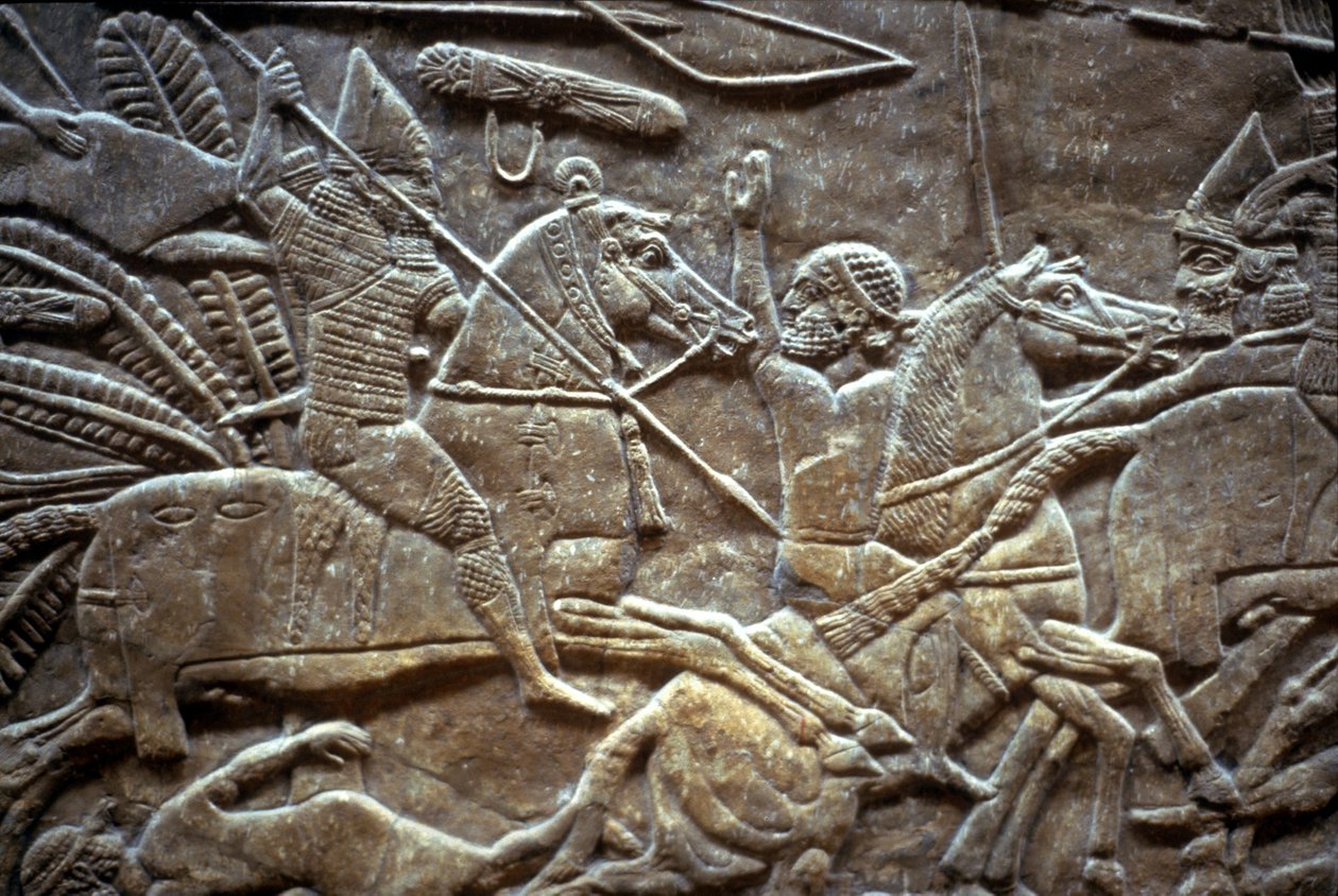Assurbanipal alla battaglia di Til-Tuba, 650-620 a.C. da Assyrian