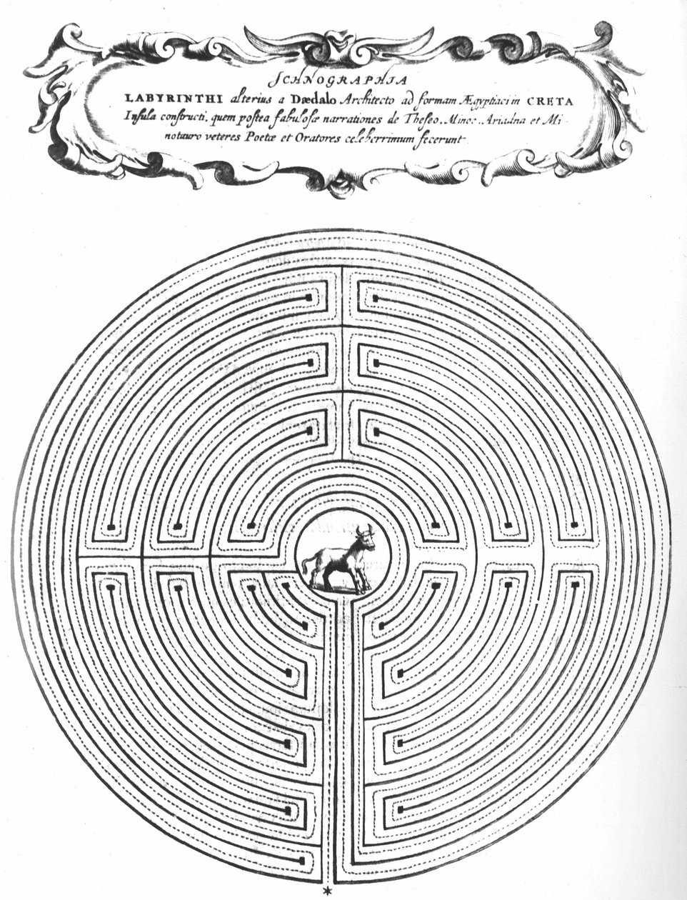 Labirinto di Dedalo per rinchiudere il Minotauro - in “Turris Babel” di Athanasi Kircheri S.J, Amsterdam da Athanasius Kircher