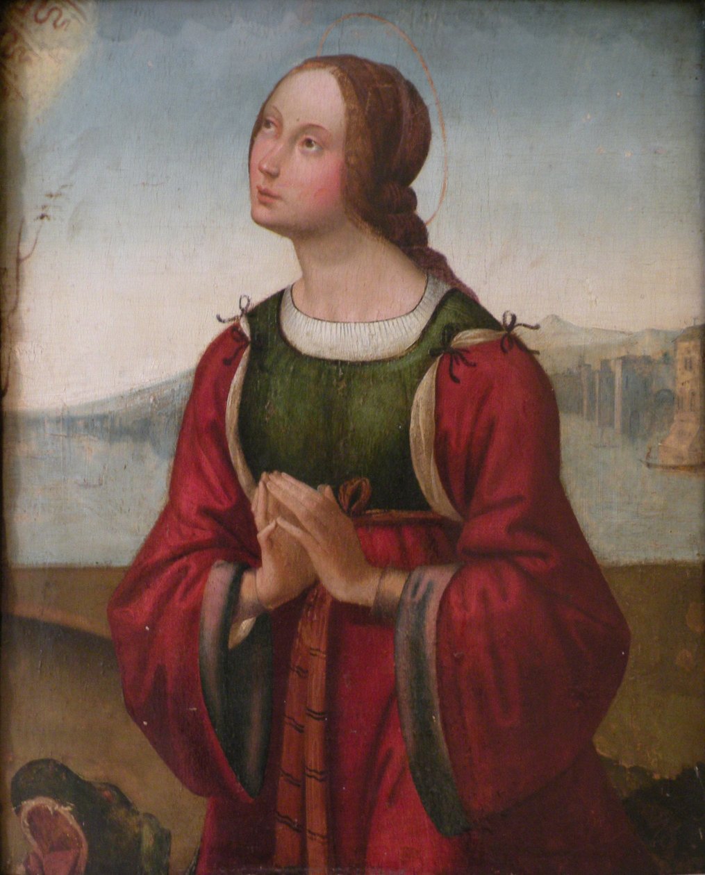 Francese: Sainte Marguerite en prière Santa Margherita in preghiera da attributed to Lorenzo Costa