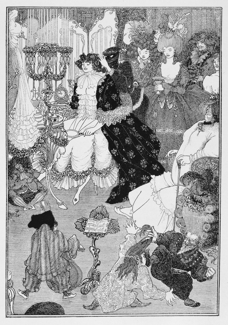 Illustrazione, probabilmente da La Battaglia dei Beaux e delle Belle da Aubrey Beardsley