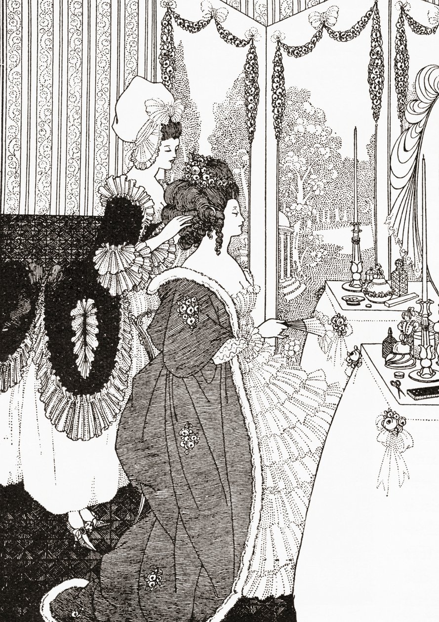 La toilette dopo Aubrey Beardsley. Da Illustrierte Sittengeschichte vom Mittelalter bis zur Gegenwart di Eduard Fuchs, pubblicato nel 1909. da Aubrey (after) Beardsley