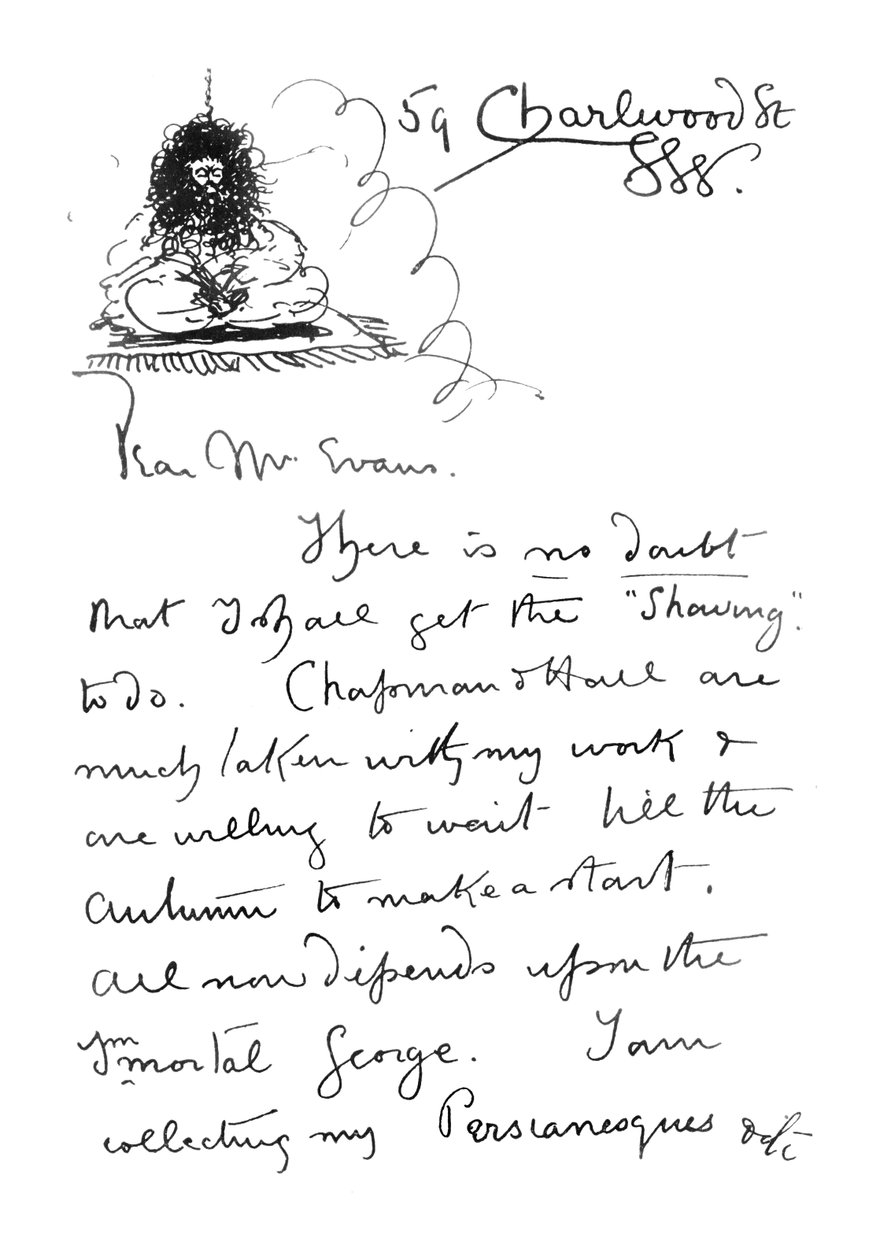 Prima pagina della lettera autografa a Frederick Evans, c.1893 da Aubrey Beardsley
