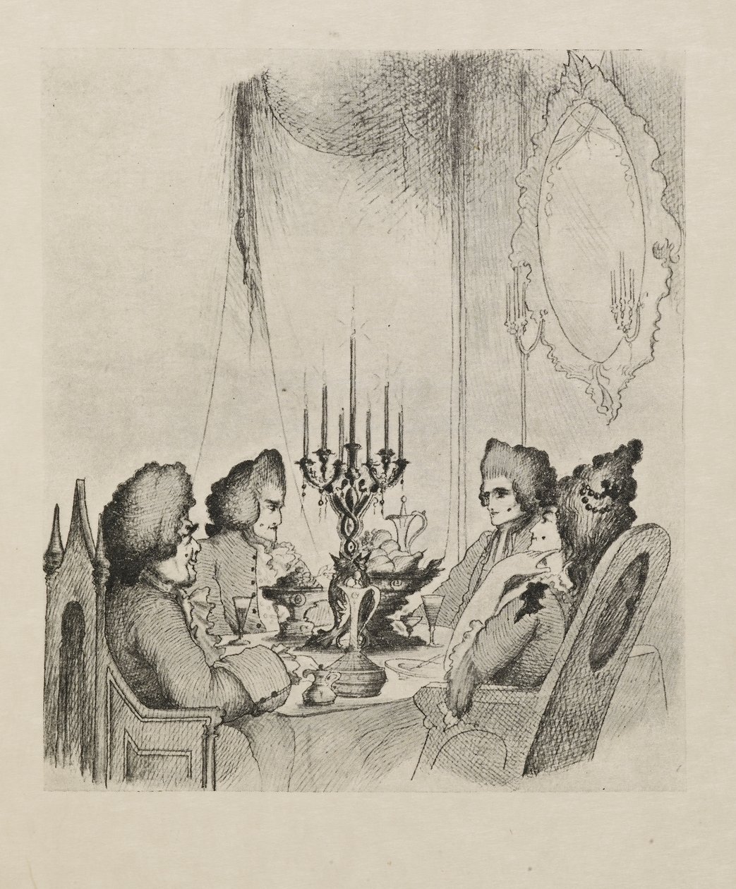 Una scena da "Madame Lescaut" da un libro di cinquanta disegni da Aubrey Beardsley