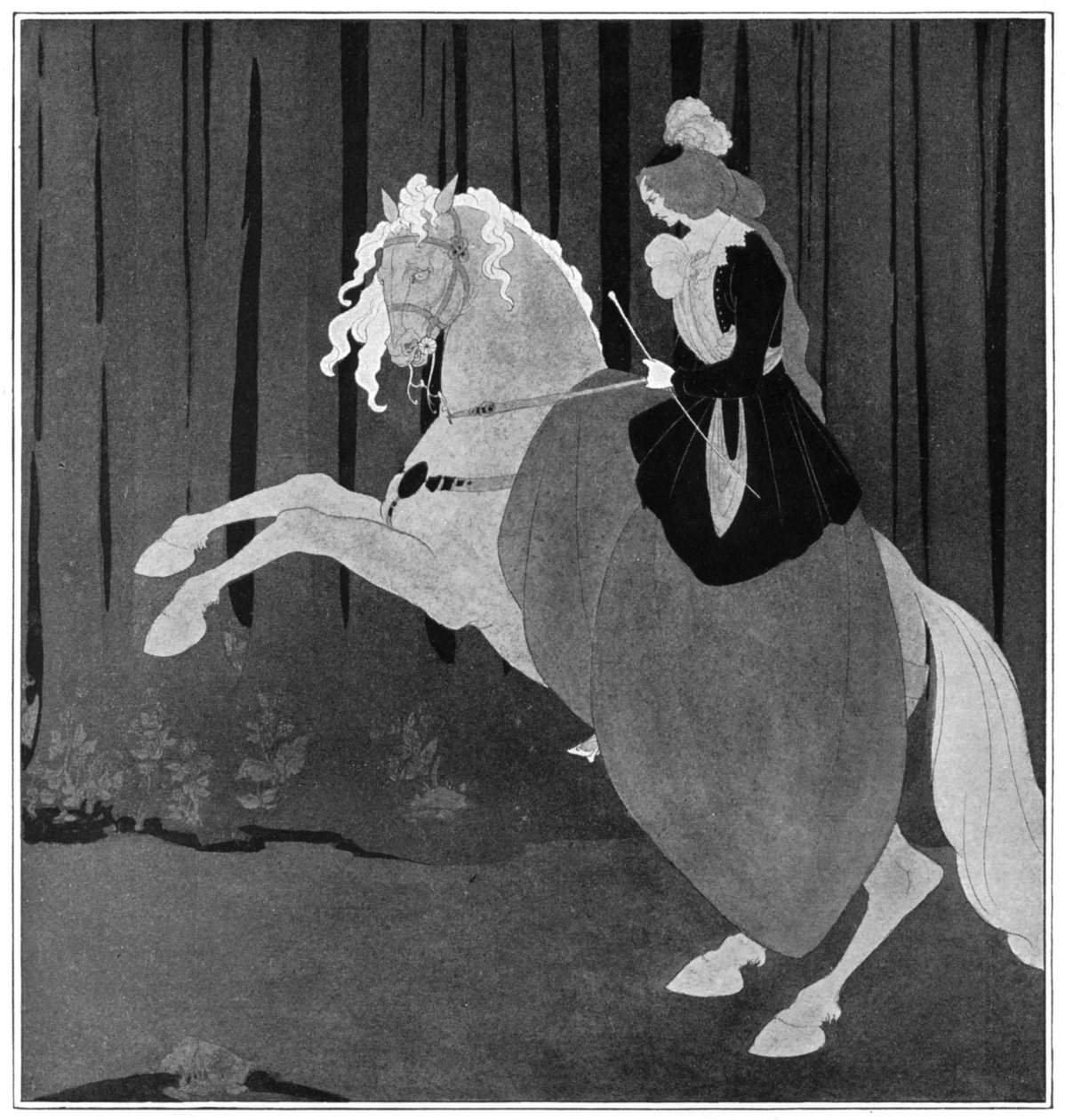 Una donna seduta su un cavallo impennato, 1898 da Aubrey Beardsley