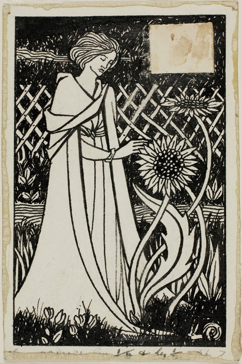 Studio decorativo: donna con girasoli da Aubrey Beardsley
