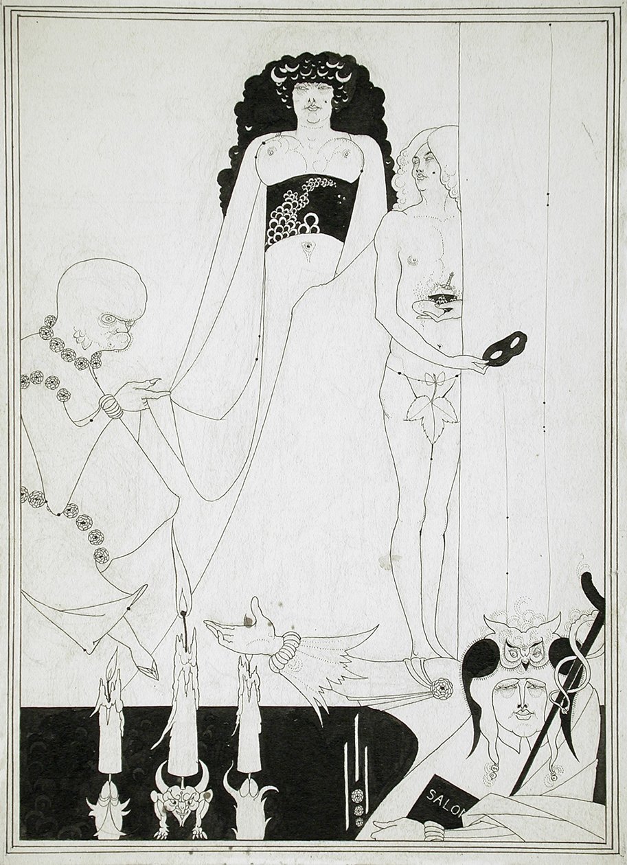 Entra Erodiade. Illustrazione per Salomè di Oscar Wilde da Aubrey Beardsley