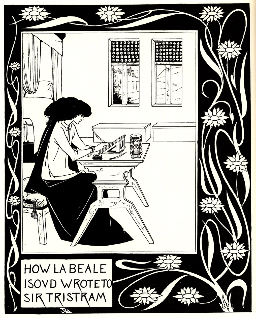 Come La Beale Isoud scrisse a Sir Tristram. Illustrazione del libro Le Morte d