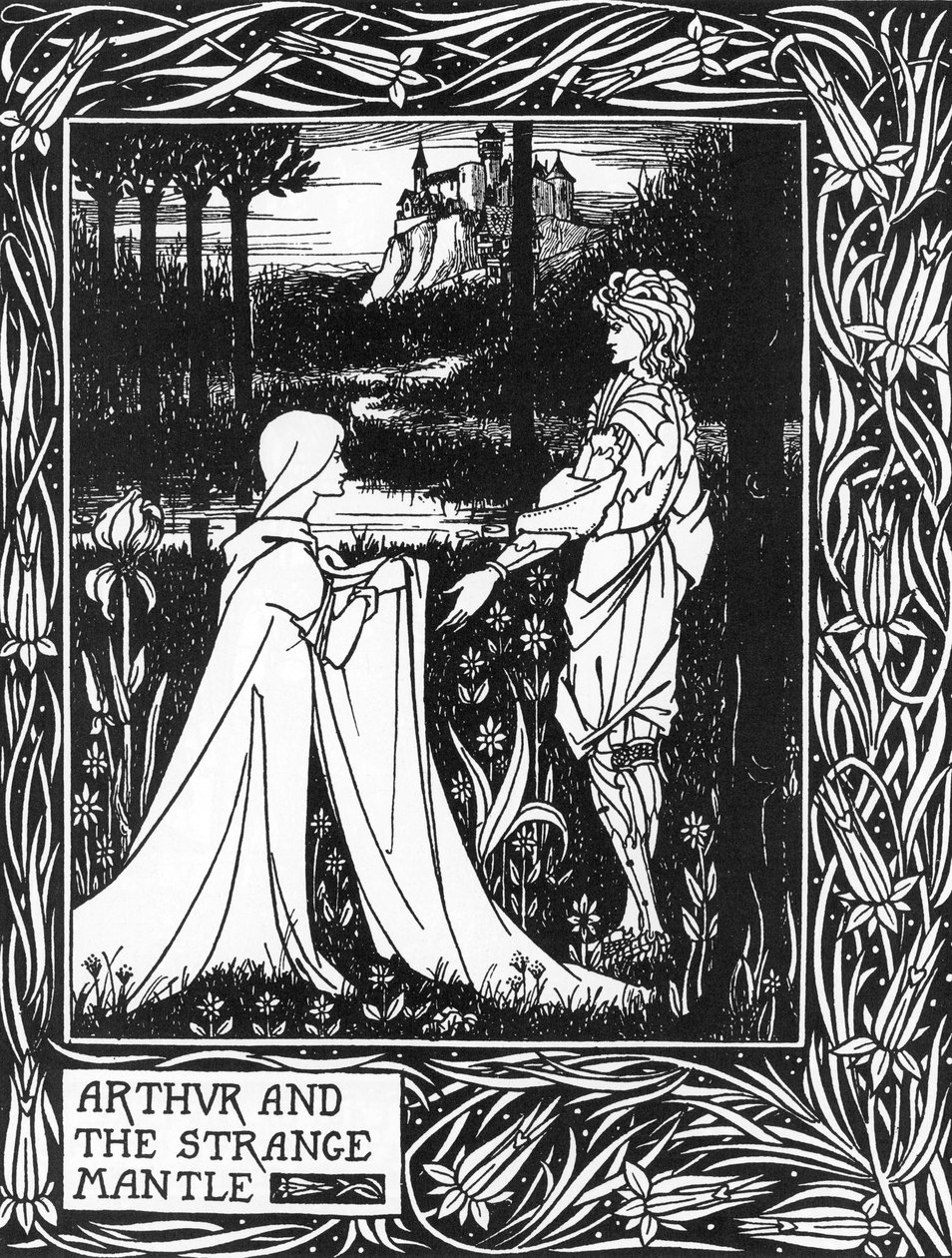 Re Artù riceve la visita di una giovane ragazza inviata dalla fata Morgana da Aubrey Beardsley
