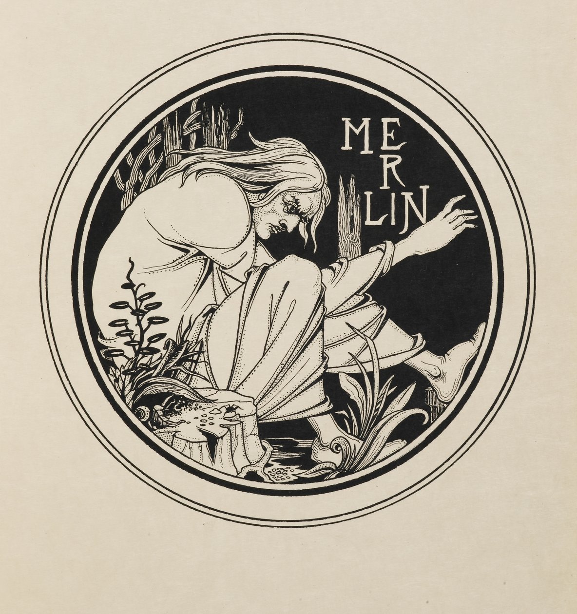 Merlino da un libro di cinquanta disegni da Aubrey Beardsley