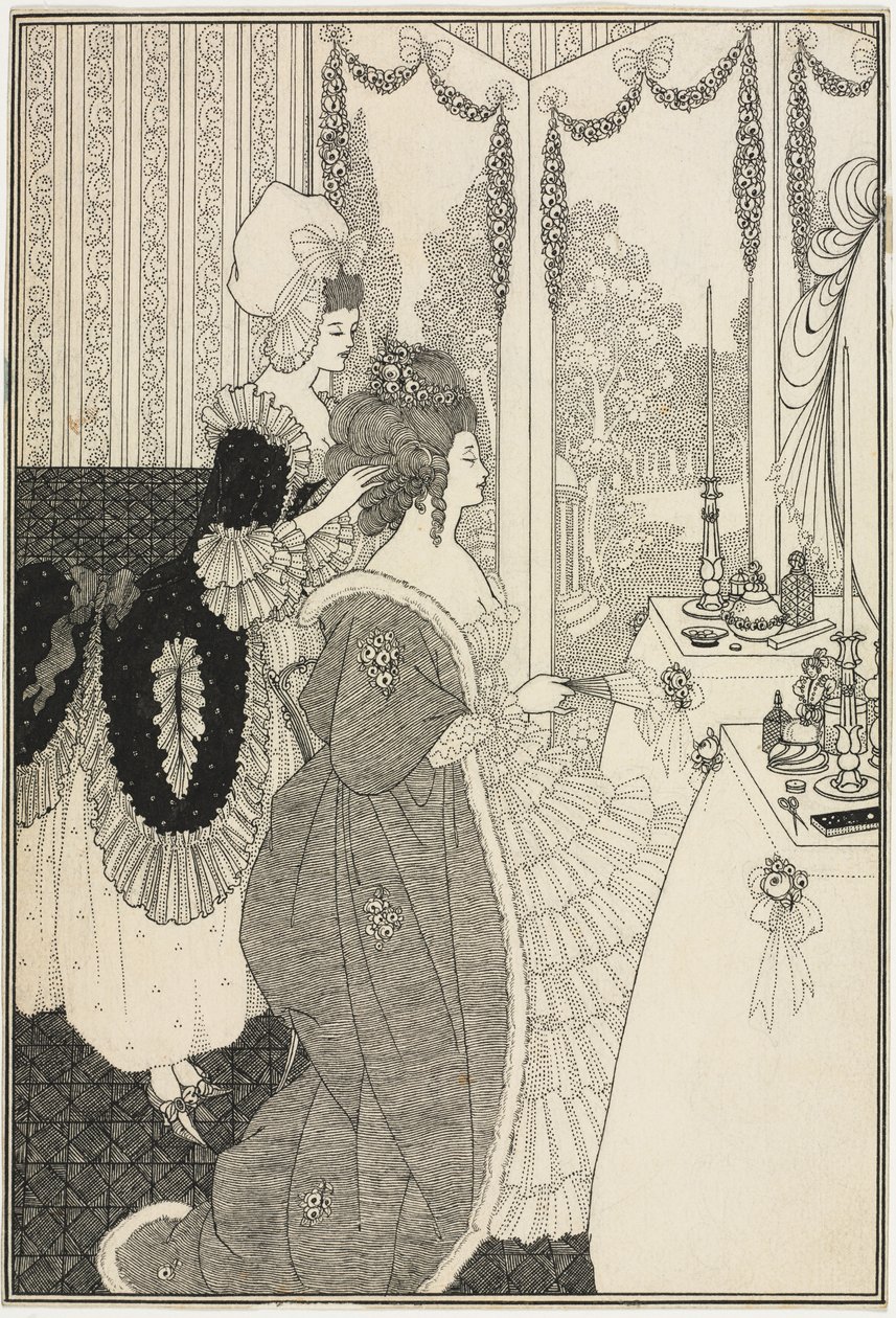 La toilette, da Il ricciolo rapito di Alexander Pope da Aubrey Beardsley