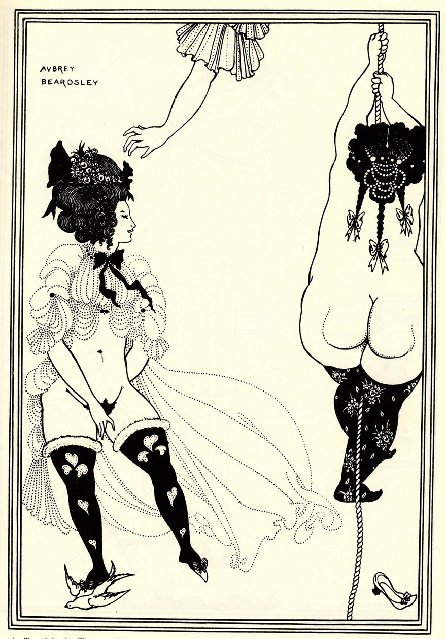 Due donne ateniesi in difficoltà. Illustrazione per La Lisistrata di Aristofane, 1896 da Aubrey Beardsley