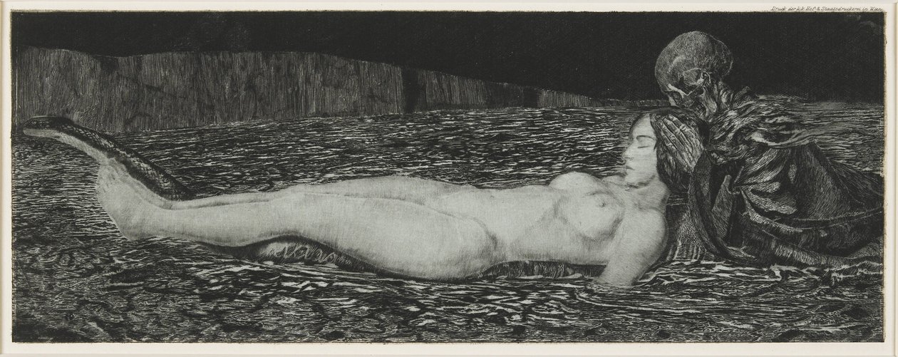 Una donna morta, dalla serie Morte e la fanciulla, 1907 da August Bromse
