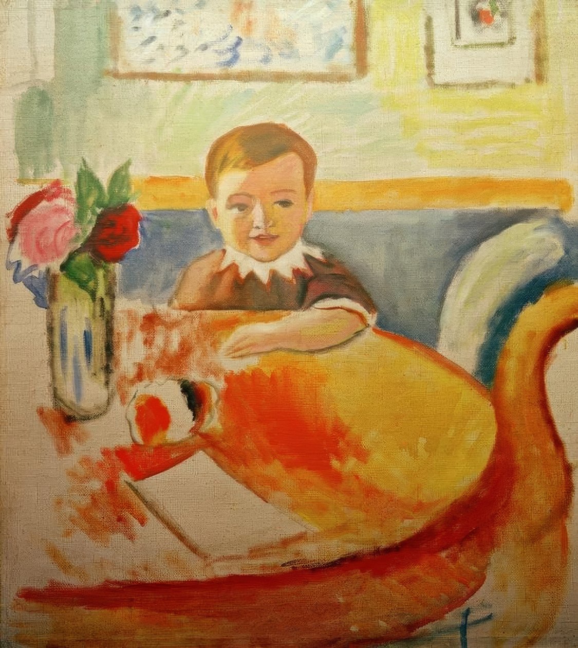 Ritratto di Walter Macke con mazzo di rose da August Macke