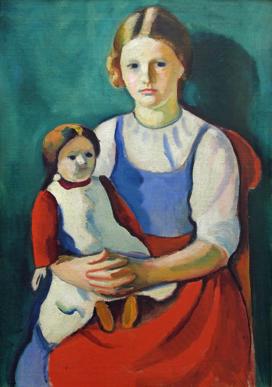 Ragazza bionda con bambola da August Macke