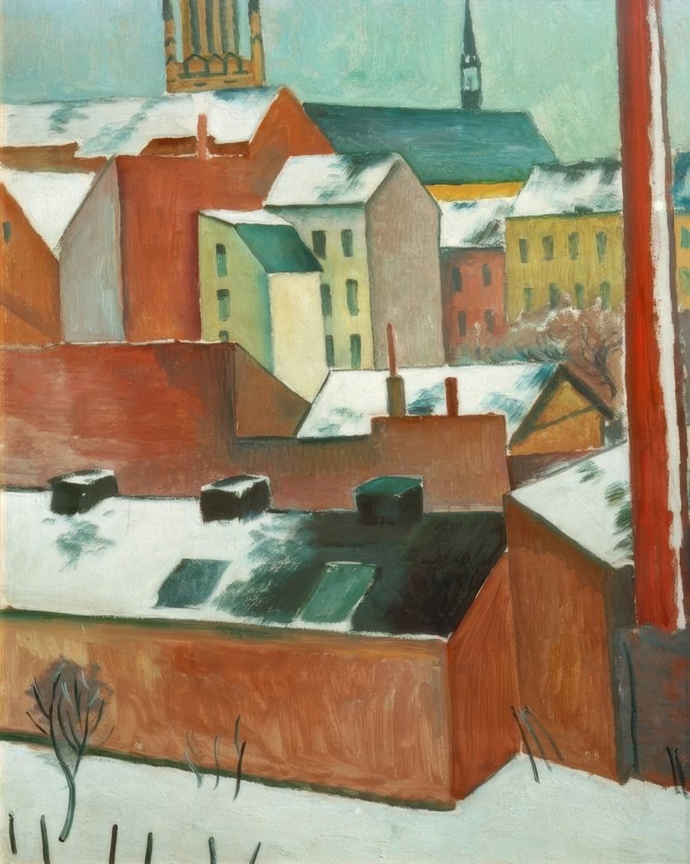 La chiesa di Santa Maria di Bonn nella neve da August Macke