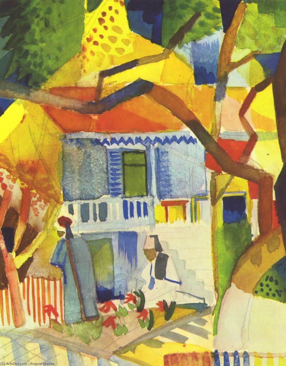 Cortile interno di una casa a St. Germain da August Macke