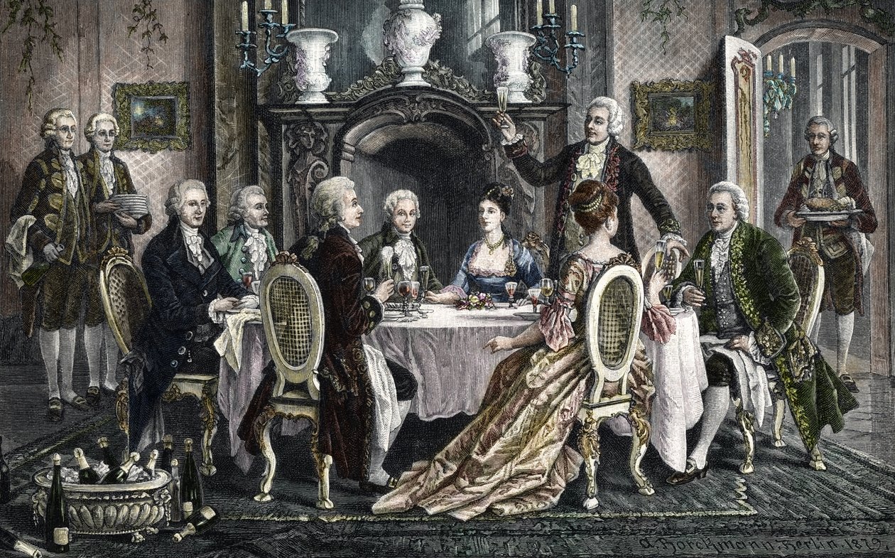 Cena a casa di Emanuel Schikaneder per Wolfgang Amadeus Mozart da August (after) Borckmann