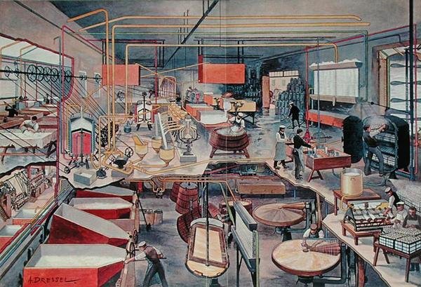 Interno di una latteria urbana moderna, illustrazione da 