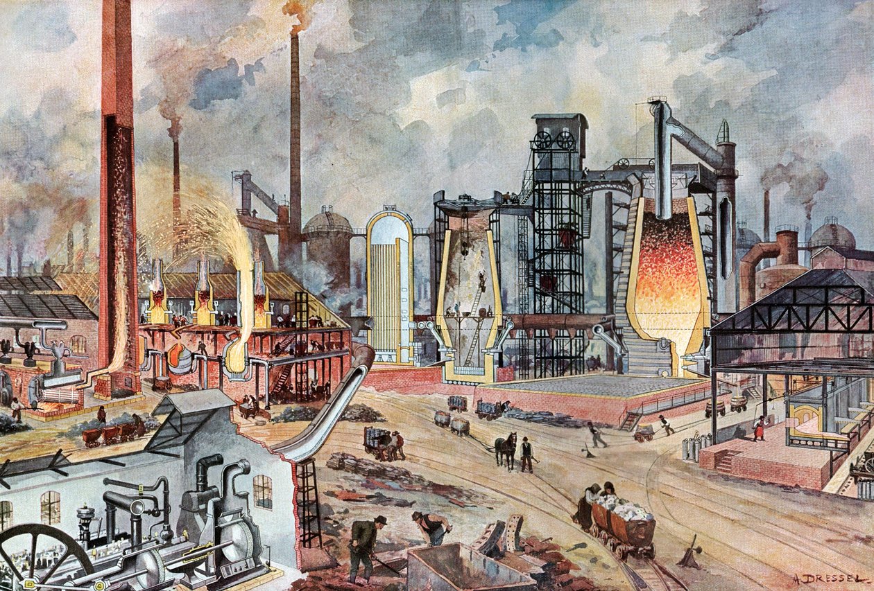 Industria siderurgica in Germania, c1880 da August (after) Dressel