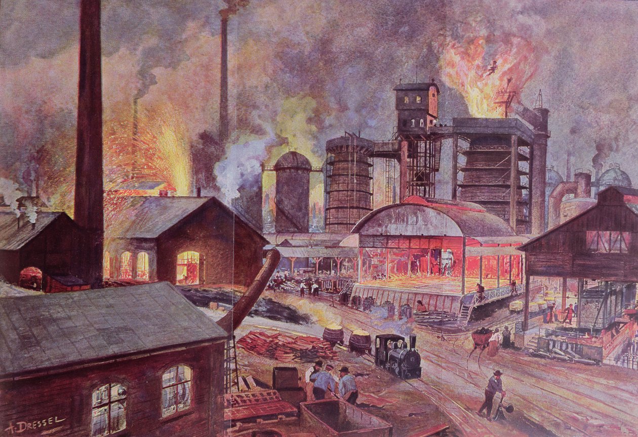 Fabbrica con altoforno, da una serie di libri su L