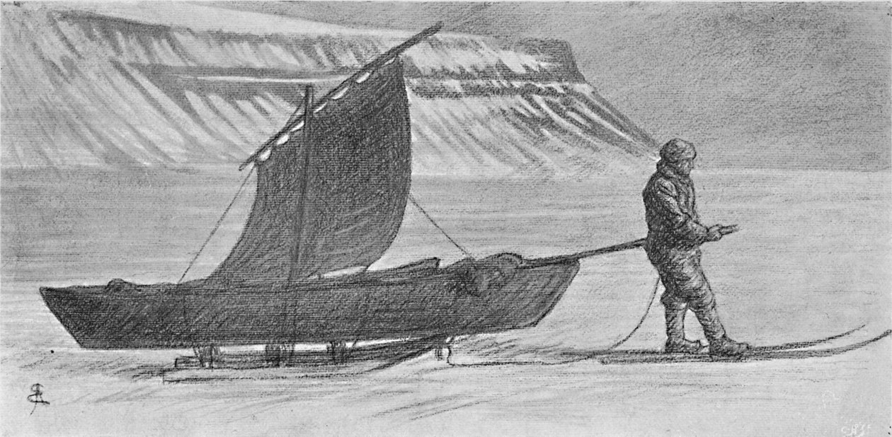 Una vela con slitte. A sud di Capo Richthofen. 6 giugno, 1896, 1897 da August Eiebakke