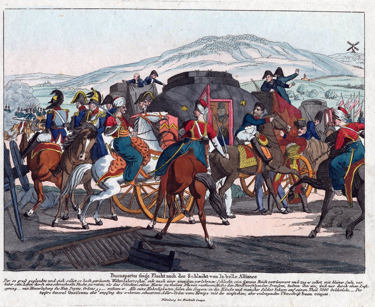 La fuga di Napoleone dopo la battaglia di Waterloo (1815) da August Friedrich Andreas Campe
