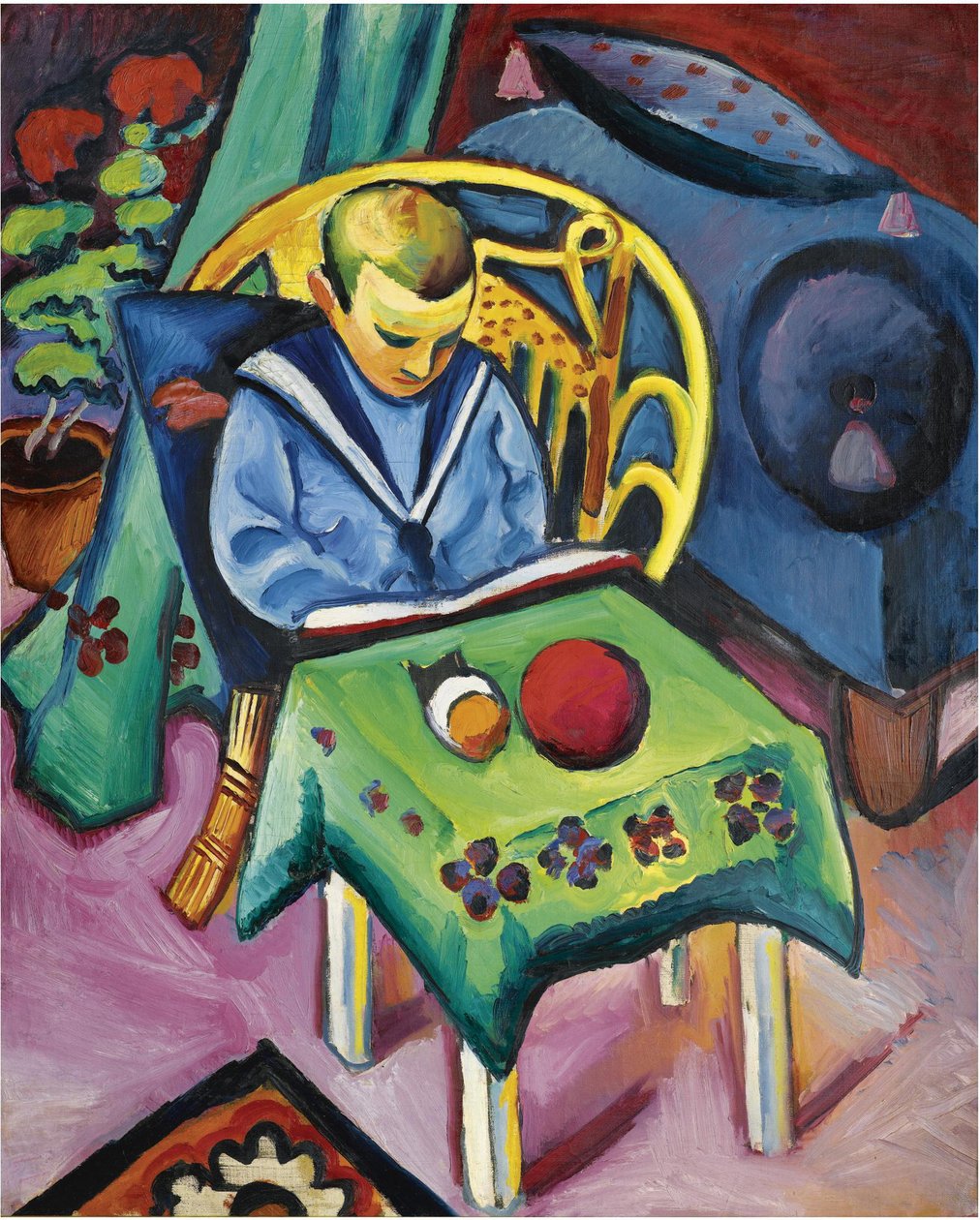 Ragazzo con libro e giocattoli, 1912 da August Macke