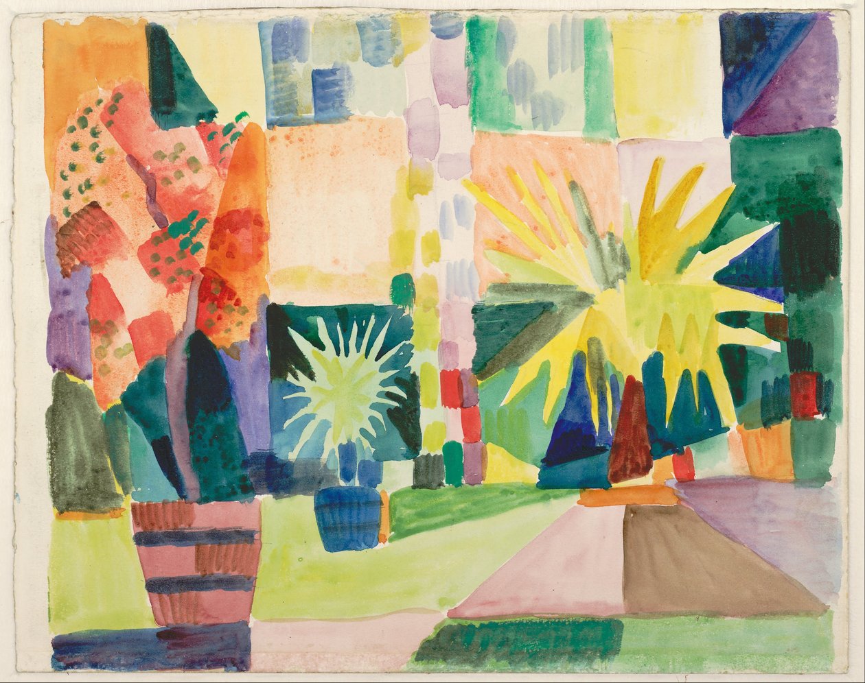 Giardino sul lago di Thun (albero di melograno e palma nel giardino), 1914 da August Macke