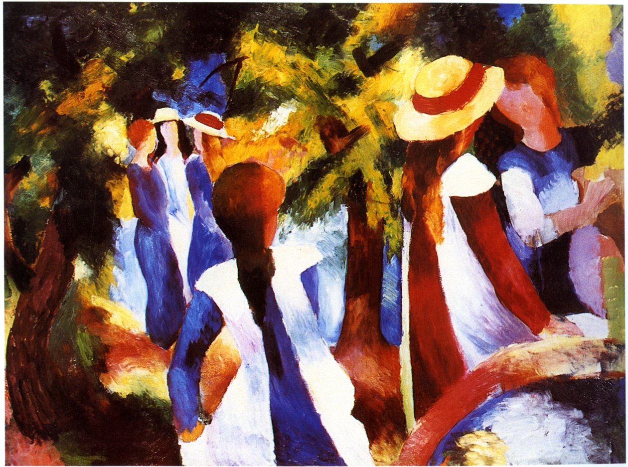Ragazze sotto gli alberi da August Macke