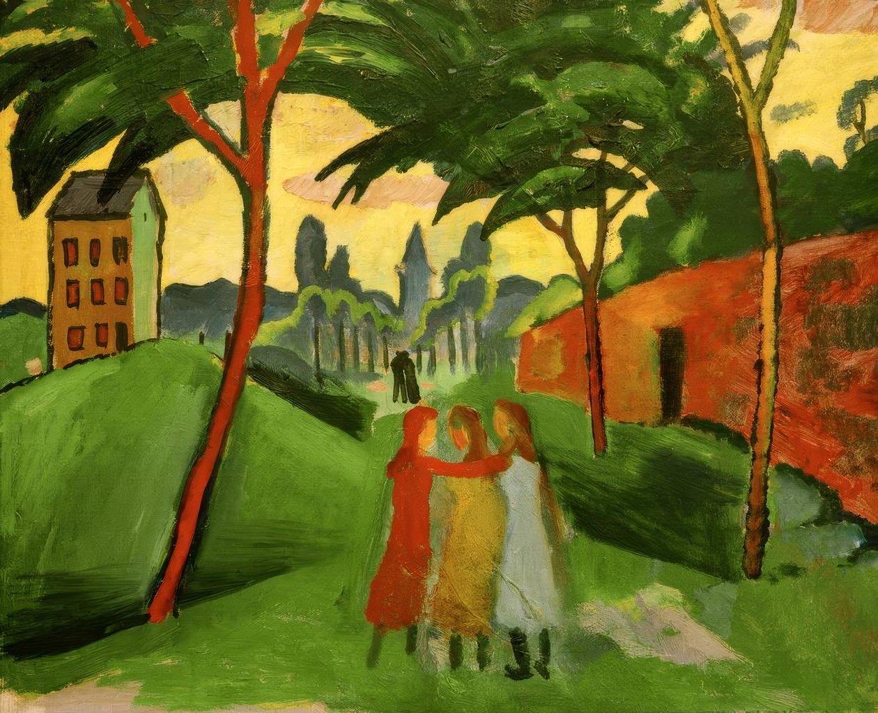 Paesaggio con tre ragazze da August Macke
