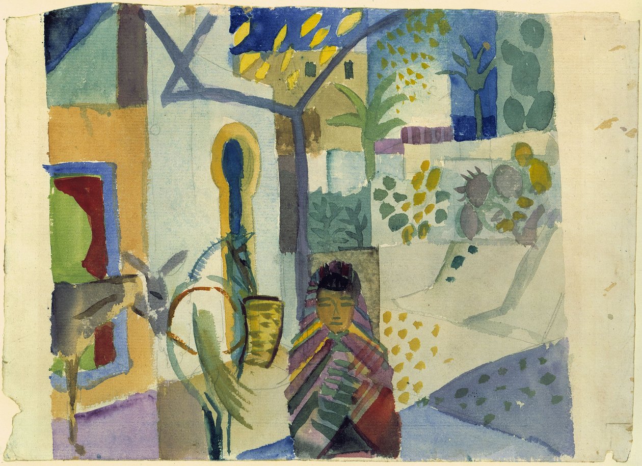 Ragazza con cavallo e asino da August Macke